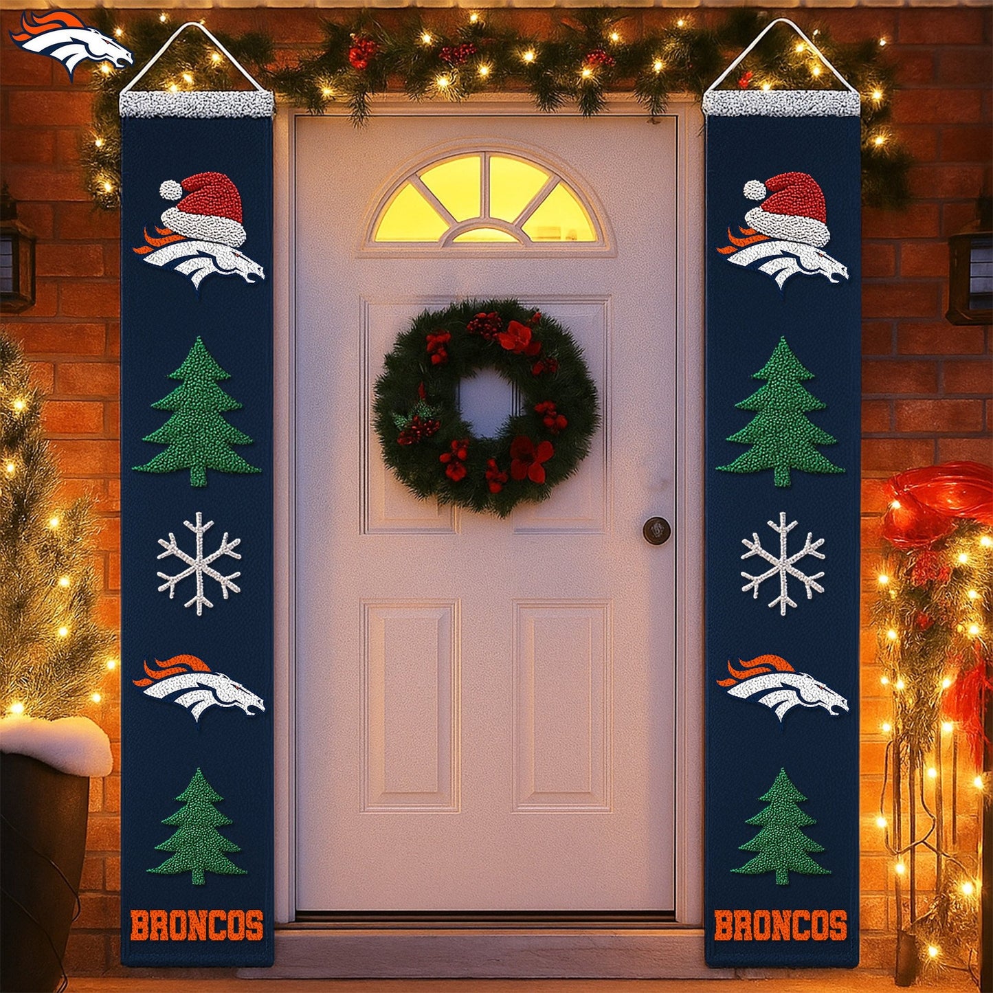 Premium NFL DEN Christmas Merry Christmas Porch Sign V1 NMD NHM