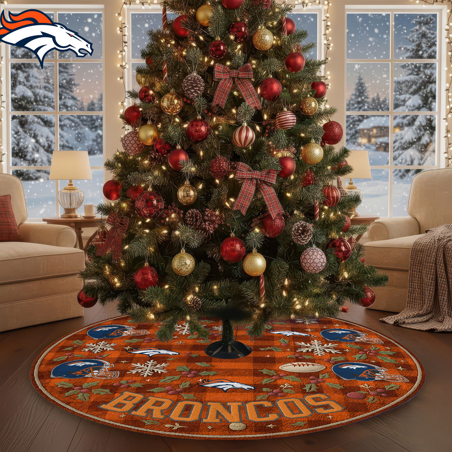 Premium NFL DEN Christmas Tree Skirt V1 NMD TTV