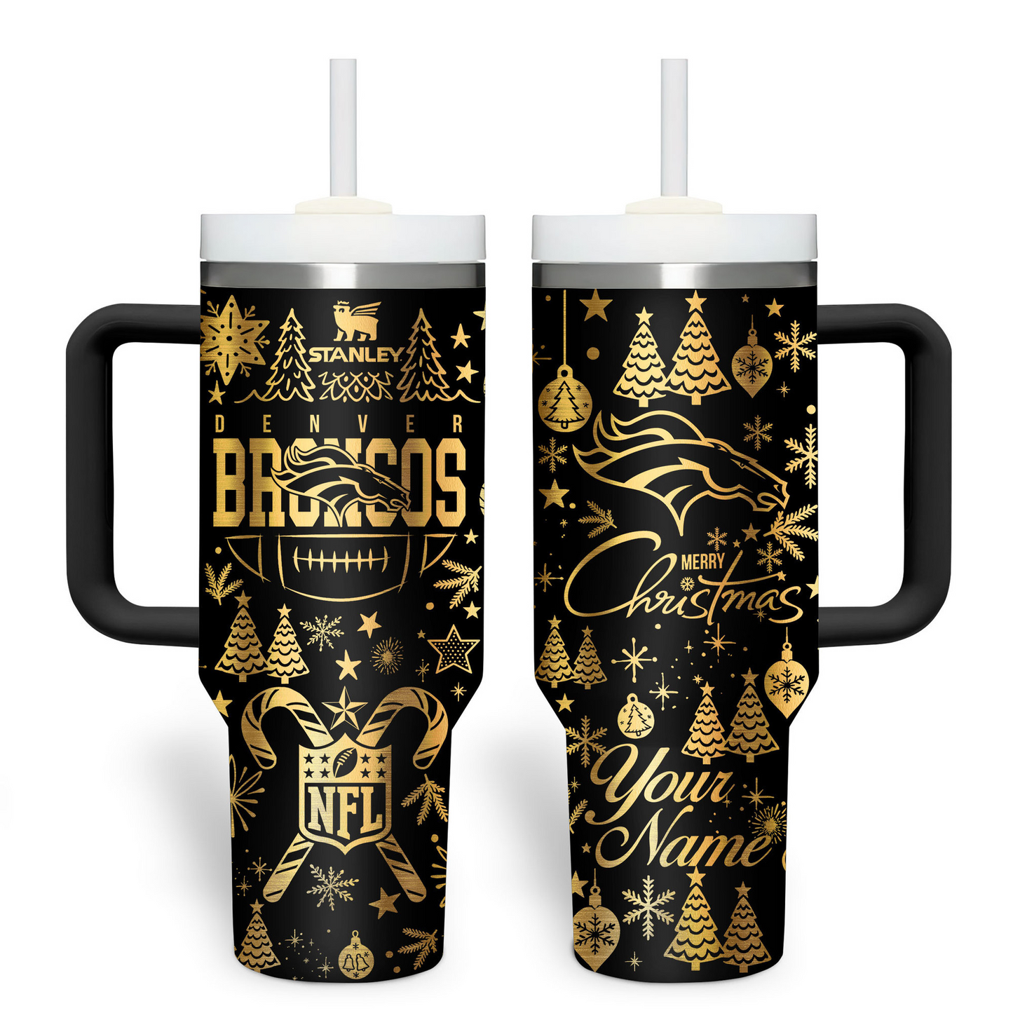 Premium NFL DEN Holiday Gold Tumbler V1 NMD TTV