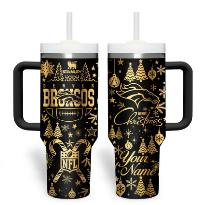 Premium NFL DEN Holiday Gold Tumbler V1 NMD TTV
