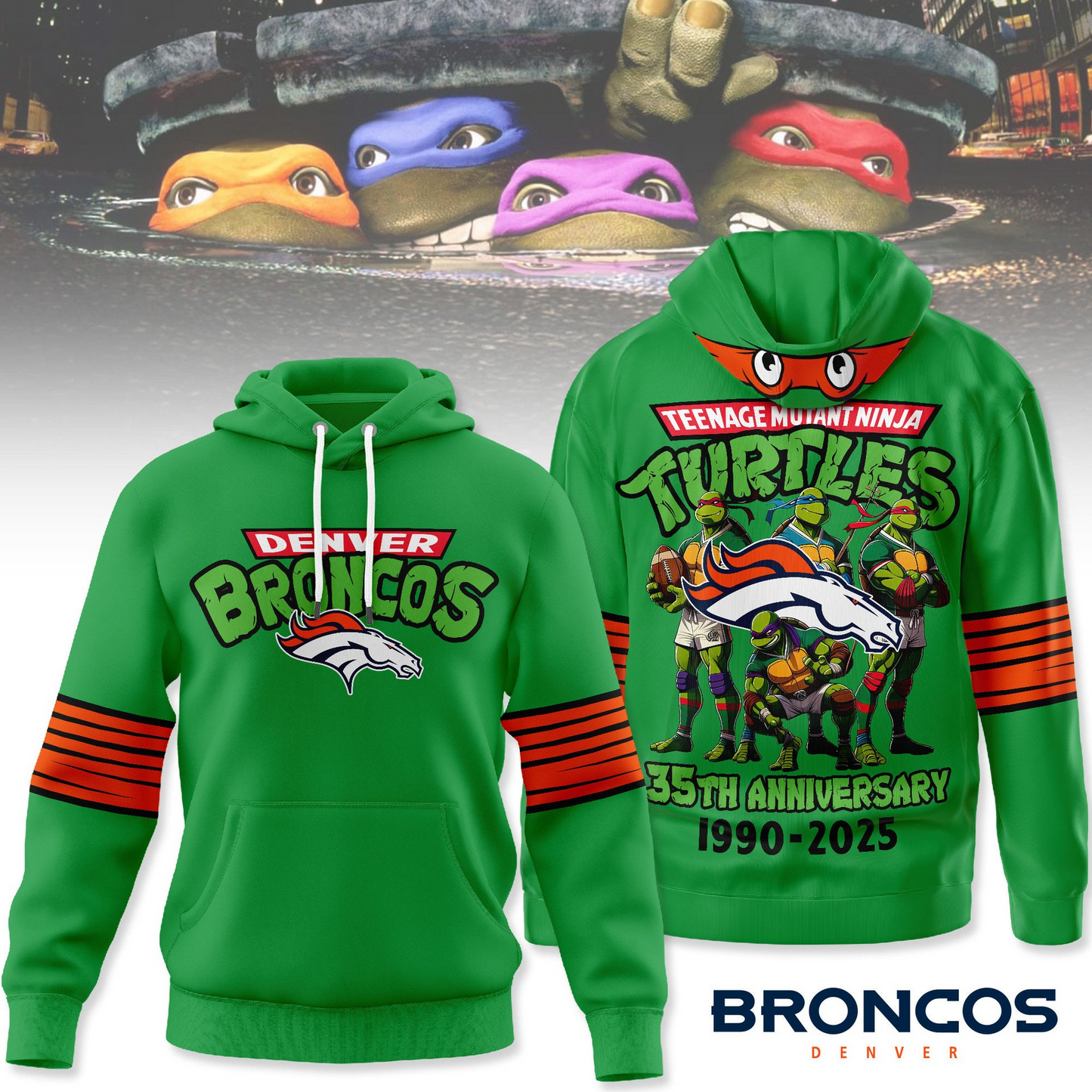 Premium NFL DEN x TMNT 35th Anniversary Hoodie V1 NMD TTV