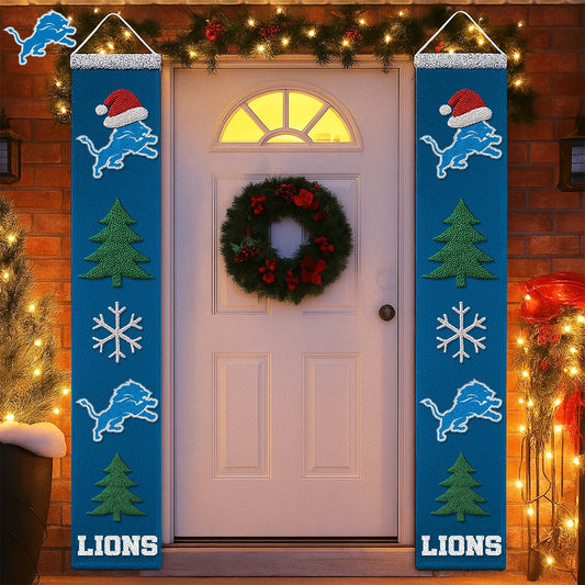 Premium NFL DET Christmas Merry Christmas Porch Sign V1 NMD NHM