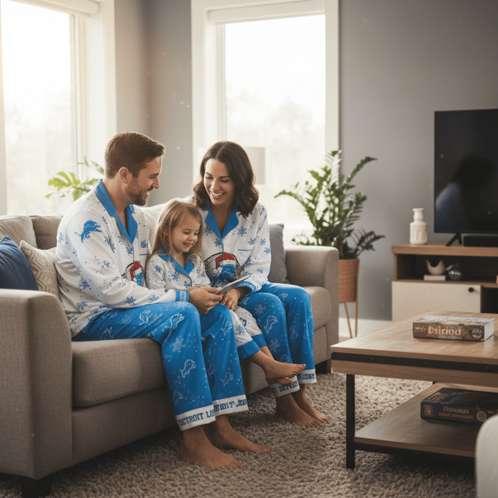 Premium NFL DET Christmas Pajamas V1 NMD TTV