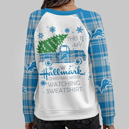 Premium NFL DET Cozy Round Neck Raglan Sleeve Sweatshirt V1 NMD NHM