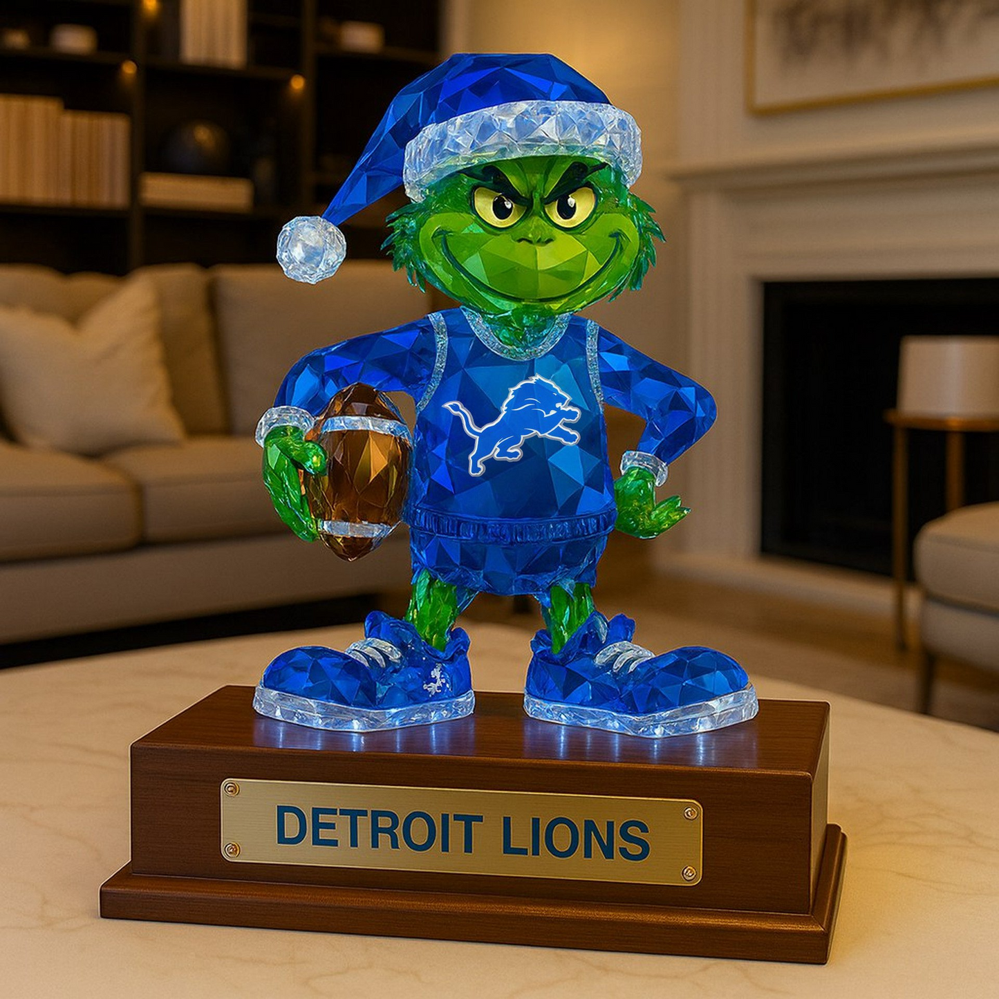 Premium NFL DET Crystal Style Desktop Ornament V1 NMD  TTV