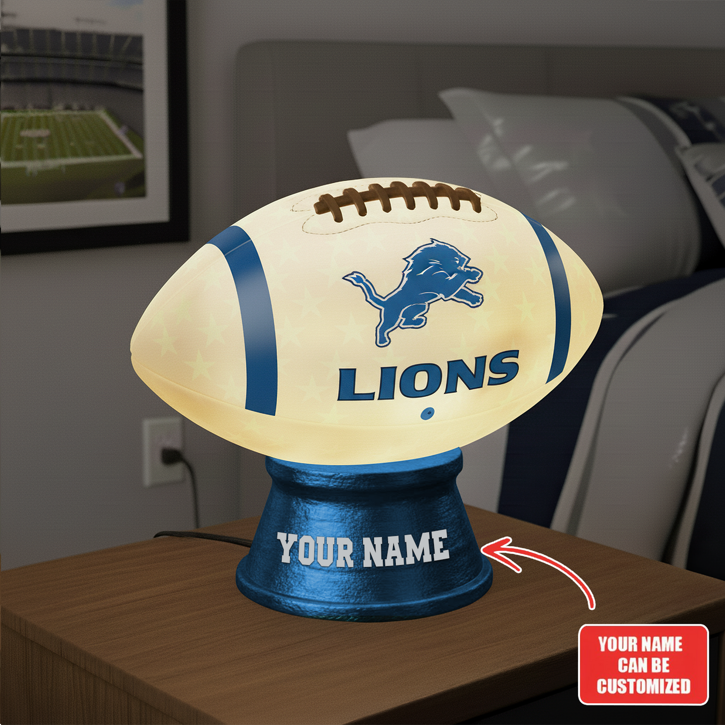 Premium NFL DET Football Night Light Custom Name V2 NMD TTV