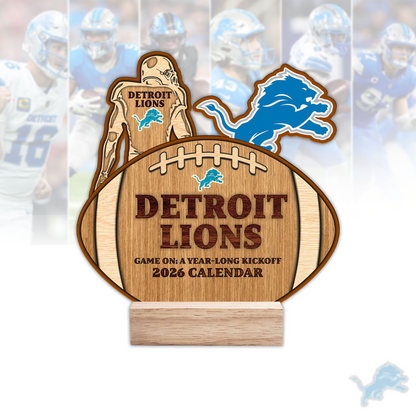 Premium NFL DET Football Shaped 2026 Calendar V1 NMD TTV