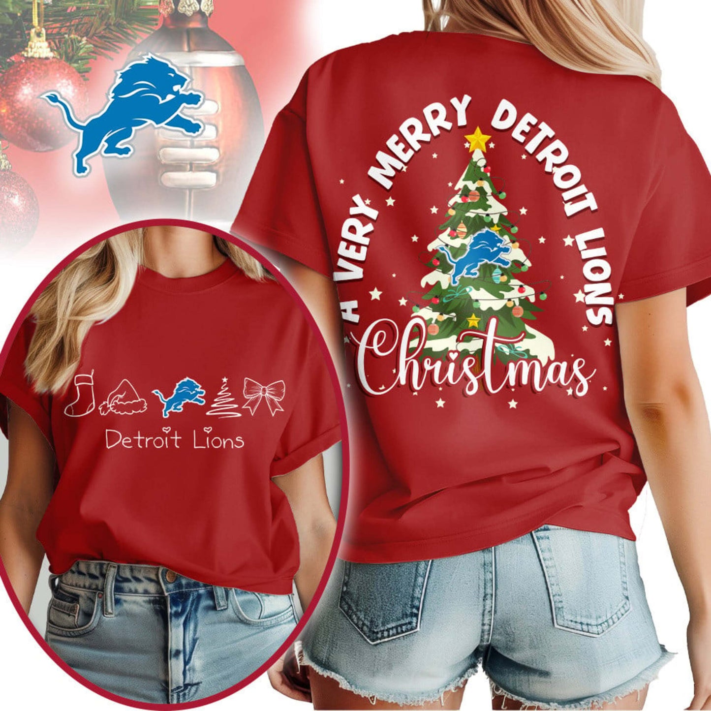 Premium NFL DET Merry Christmas T-shirt V1 NMD NHM