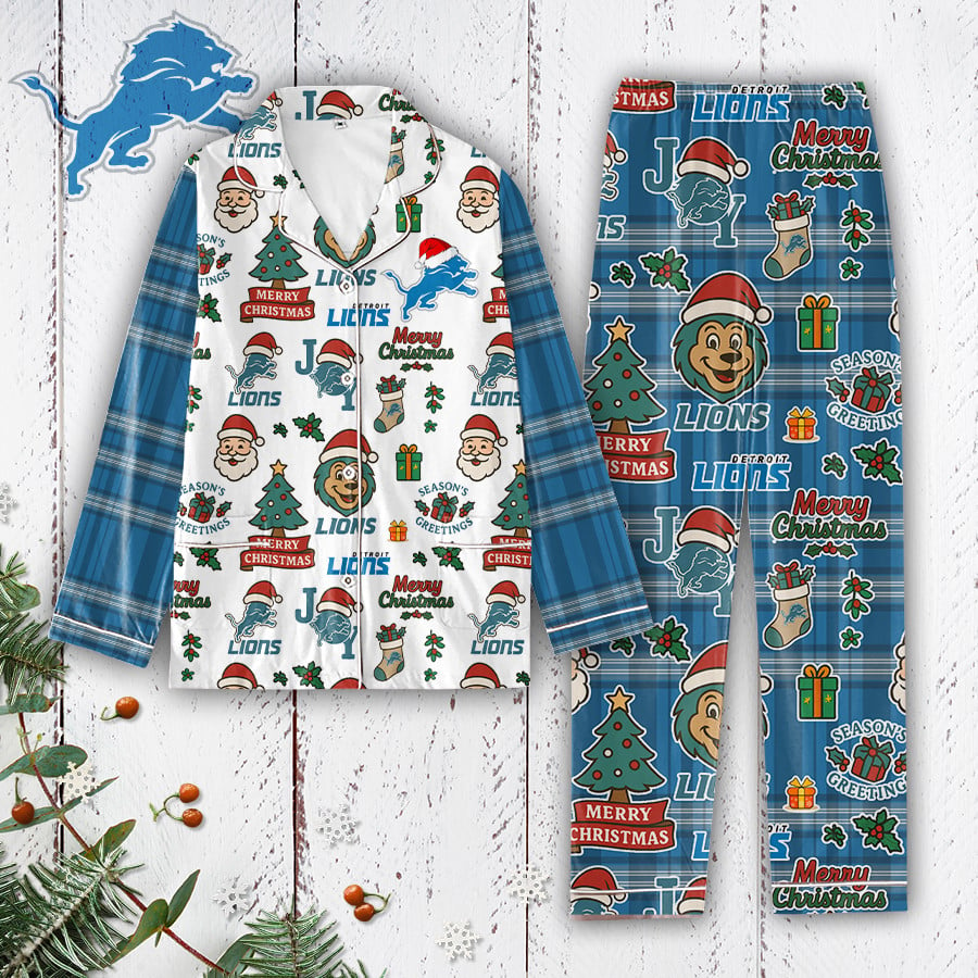 Premium NFL DET Plaid Button Pajamas Set V1 NMD 291025 TTV