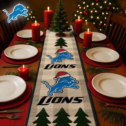 Premium NFL DET Quilted Christmas Table Runner V1 NMD NHM