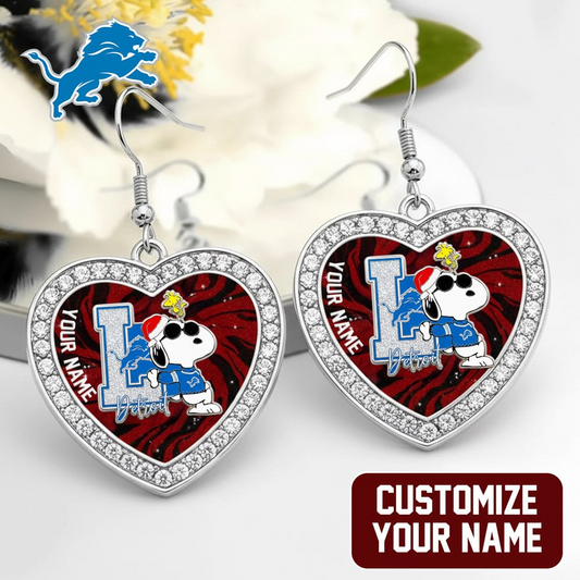 Premium NFL DET x SNP Custom Heart Earrings V1 NMD TTV