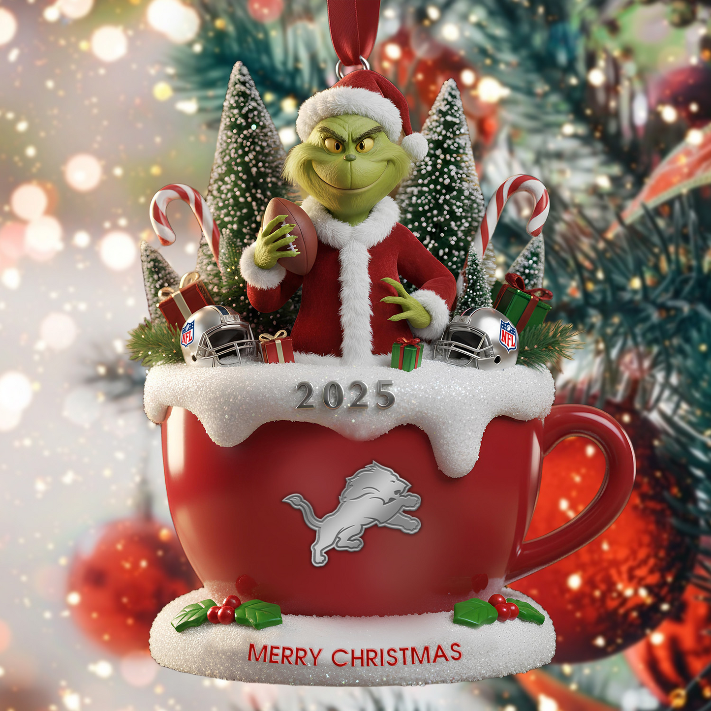 Premium NFL DET x The Grinch Christmas Ornament V2 NMD TTV