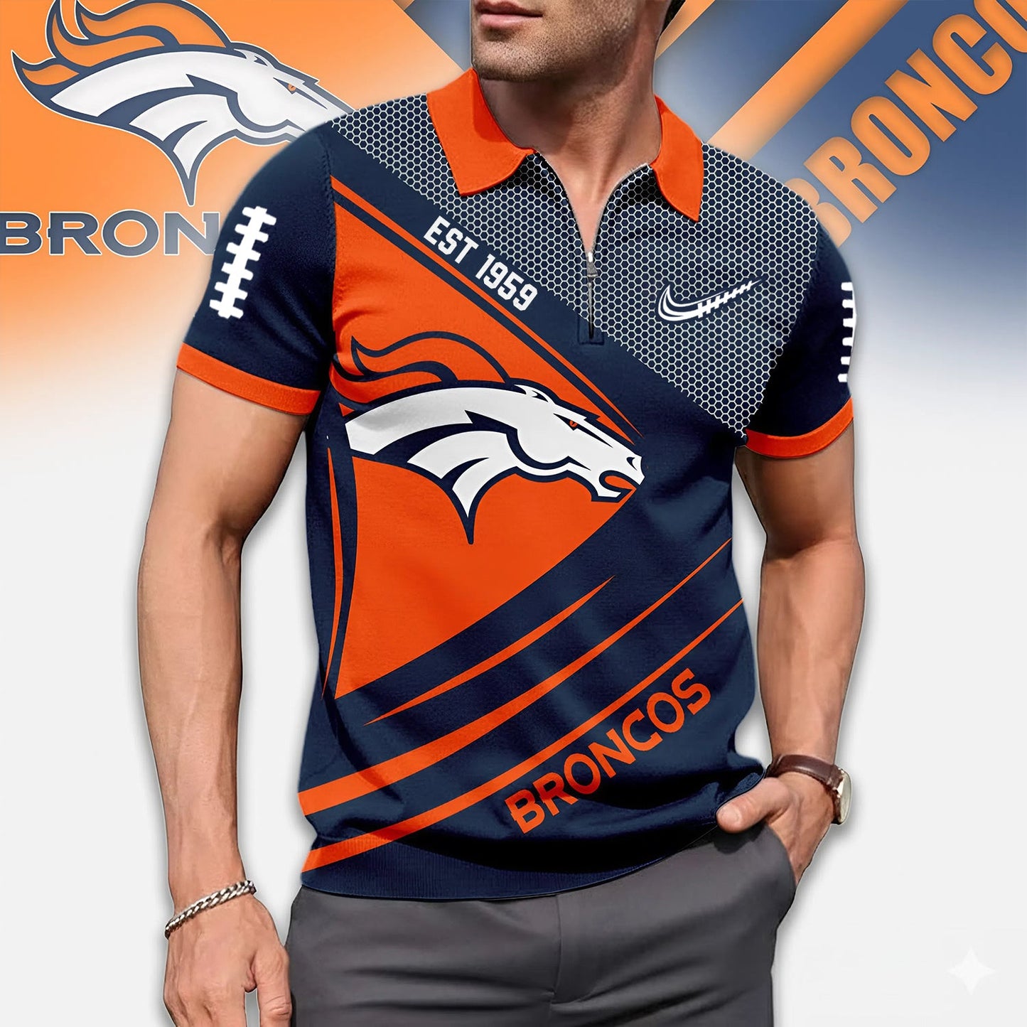 Premium NFL Game Day X DEN Zipper Polo NDT NHM 3010