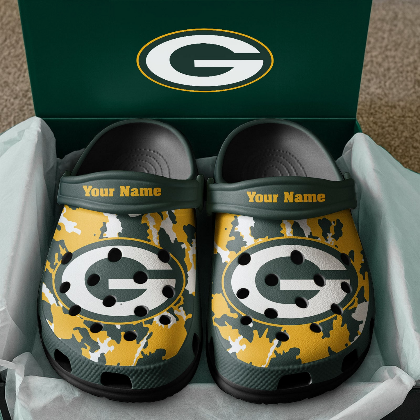 Premium NFL GB Camo CLogs V1 NMD TTV