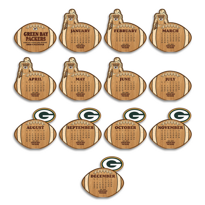 Premium NFL GB Football Shaped 2026 Calendar V1 NMD TTV