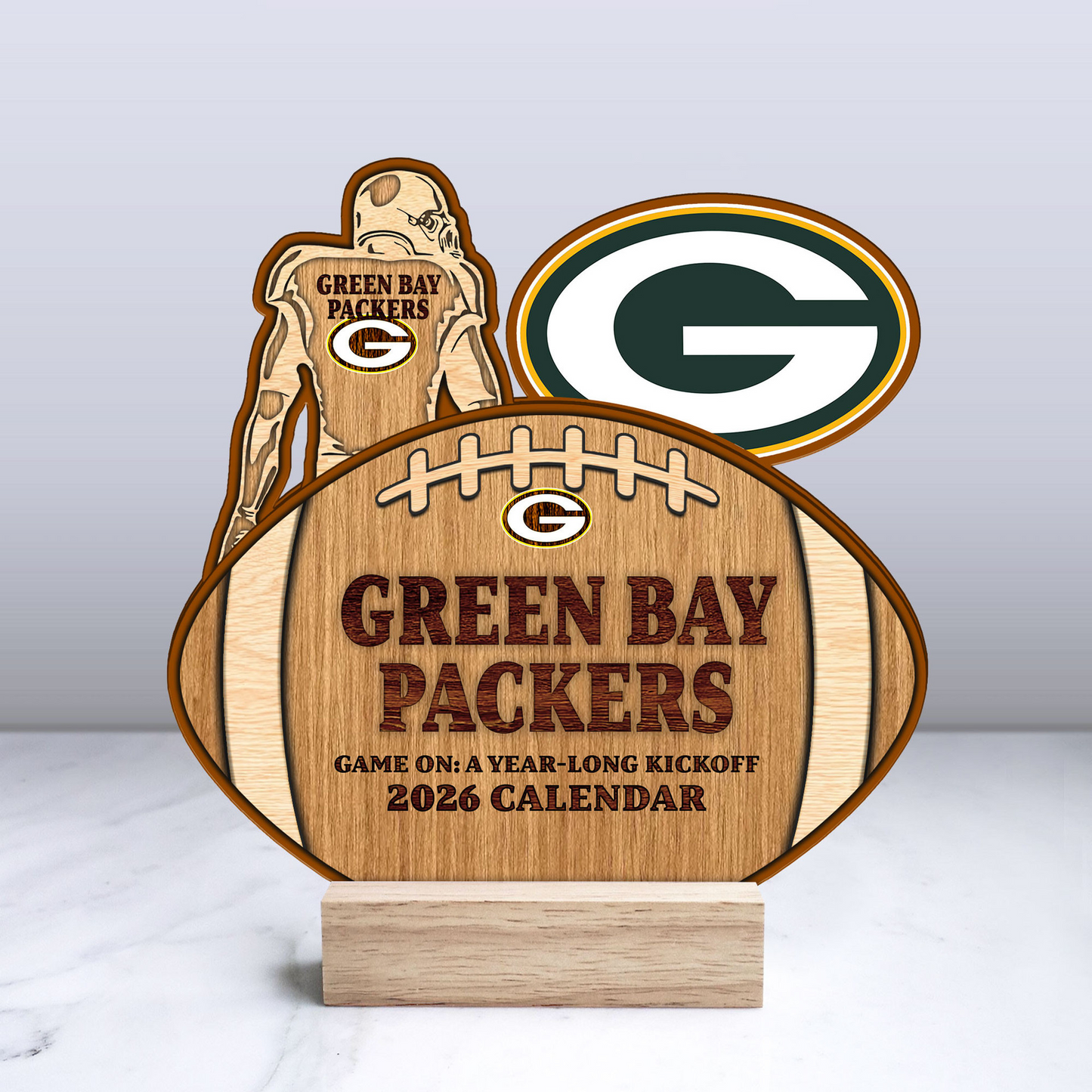 Premium NFL GB Football Shaped 2026 Calendar V1 NMD TTV