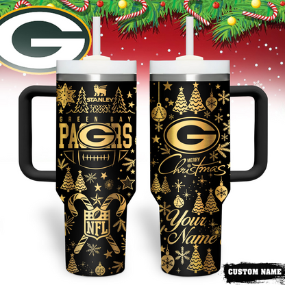 Premium NFL GB Holiday Gold Tumbler V1 NMD TTV