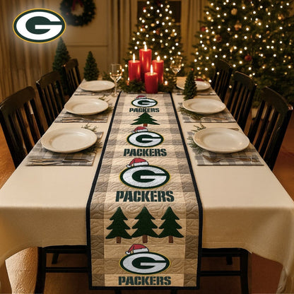 Premium NFL GB Quilted Christmas Table Runner V1 NMD NHM