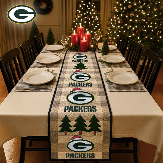 Premium NFL GB Quilted Christmas Table Runner V1 NMD NHM