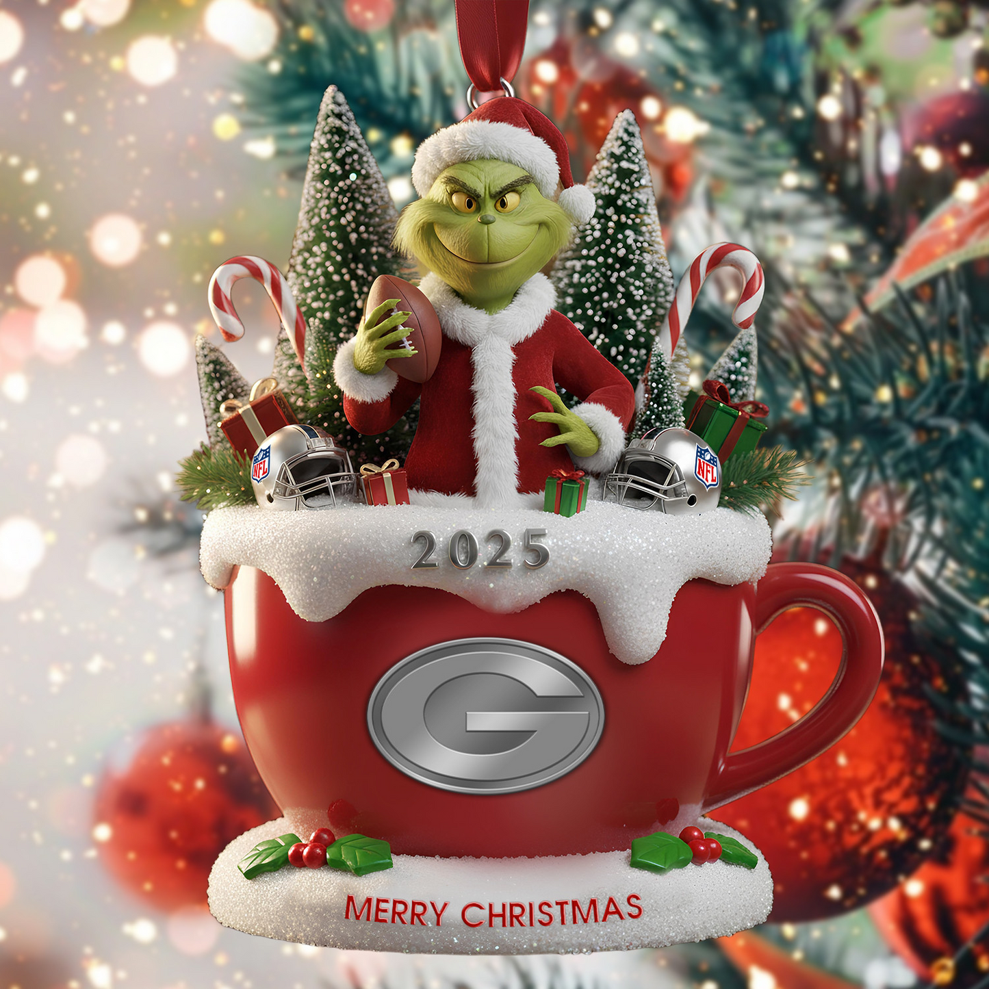 Premium NFL GB x The Grinch Christmas Ornament V2 NMD TTV