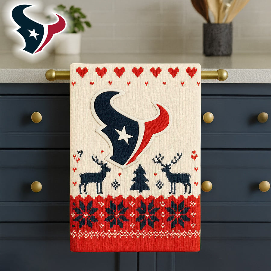 Premium NFL HOU Christmas Kitchen Towel V1 NMD TTV