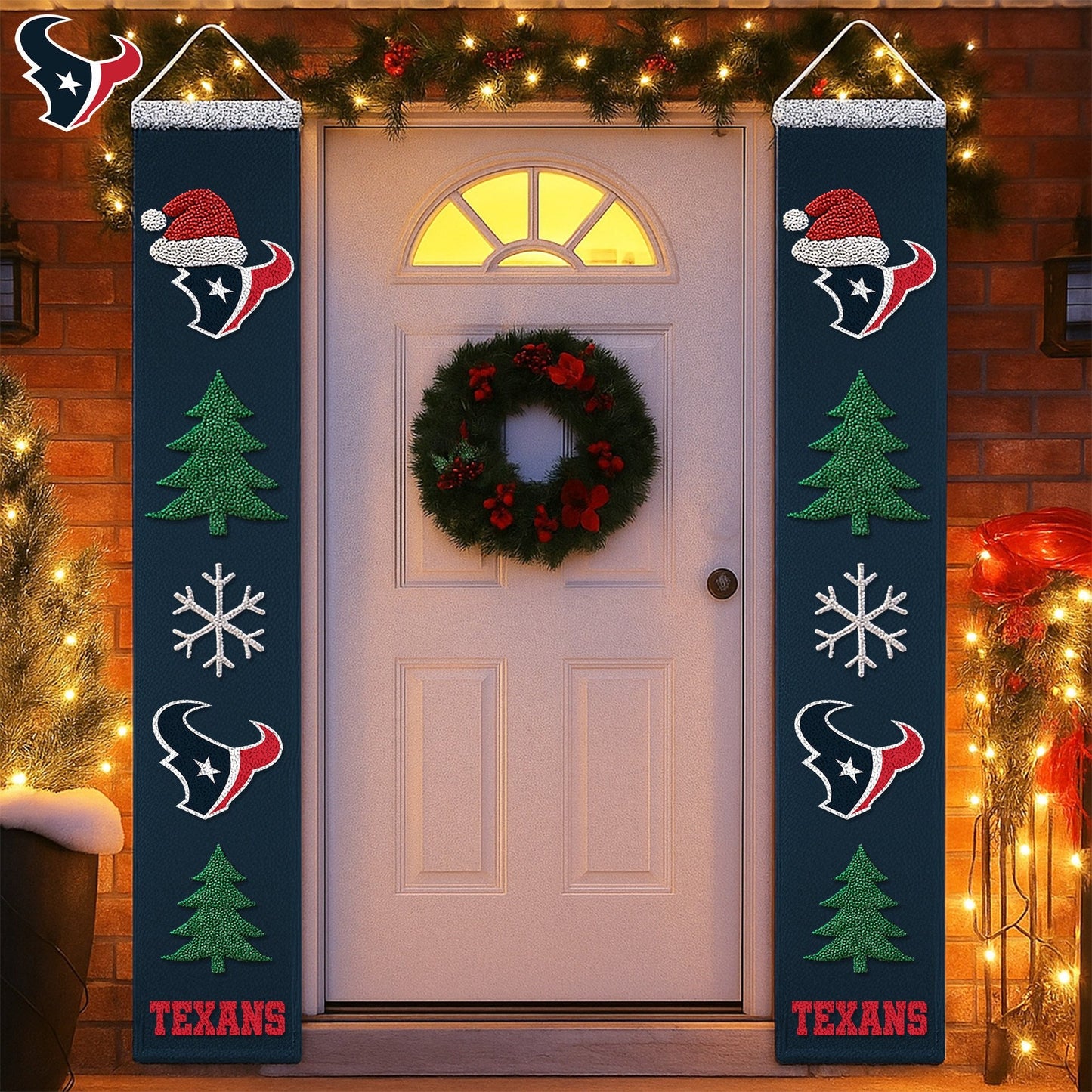 Premium NFL HOU Christmas Merry Christmas Porch Sign V1 NMD NHM