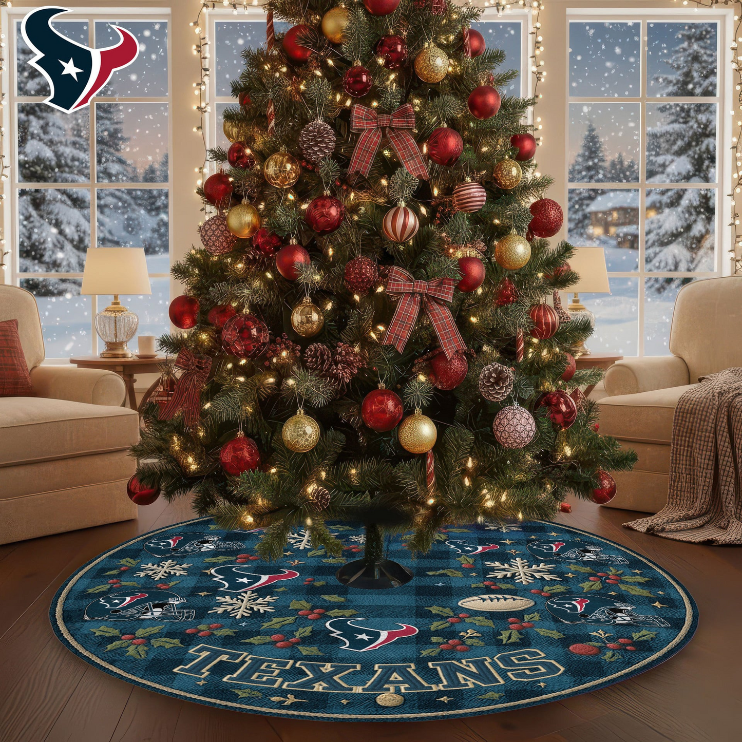 Premium NFL HOU Christmas Tree Skirt V1 NMD TTV