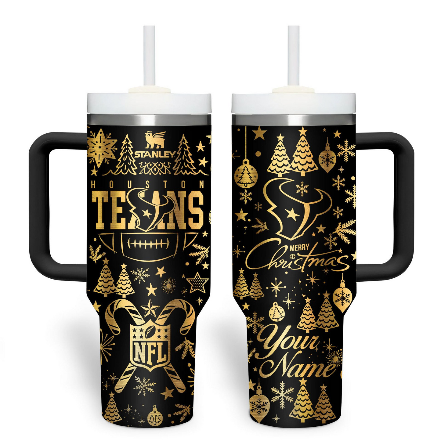 Premium NFL HOU Holiday Gold Tumbler V1 NMD TTV