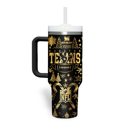 Premium NFL HOU Holiday Gold Tumbler V1 NMD TTV