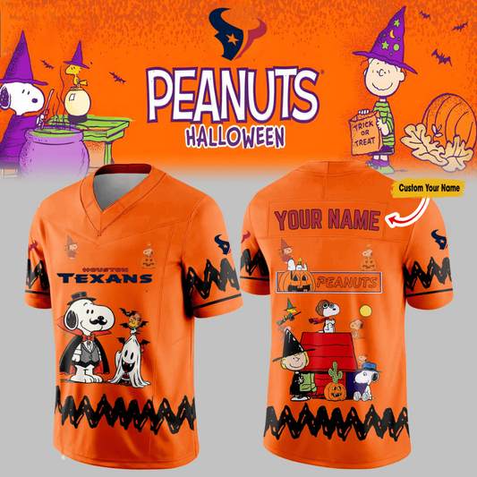 Premium NFL HOU x PEA Halloween V-neck Short Sleeve Jersey V1 NMD TTV