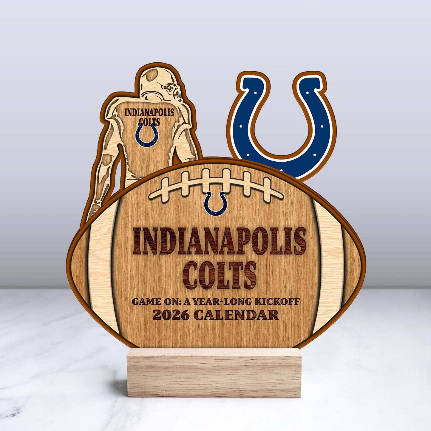Premium NFL IND Football Shaped 2026 Calendar V1 NMD TTV