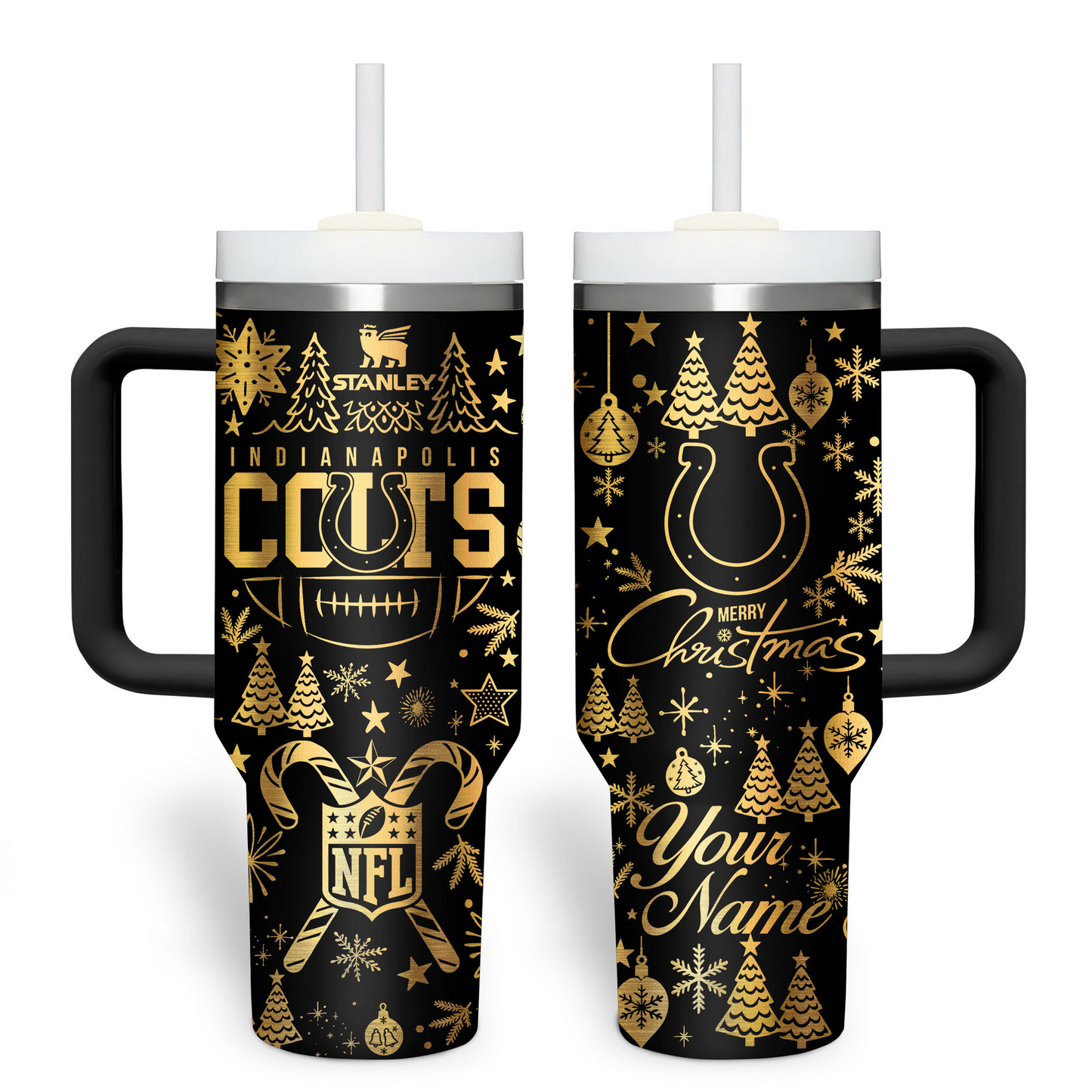 Premium NFL IND Holiday Gold Tumbler V1 NMD TTV