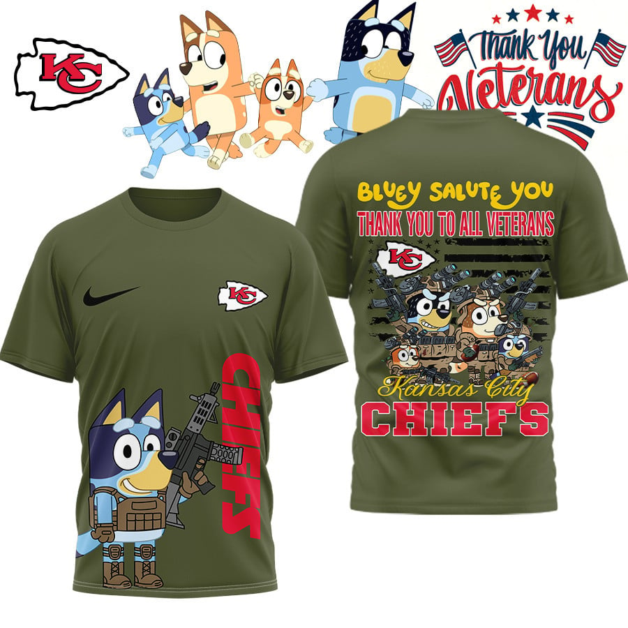 Premium NFL KC Bluey Salute Veterans T-shirt V2 NMD TTV