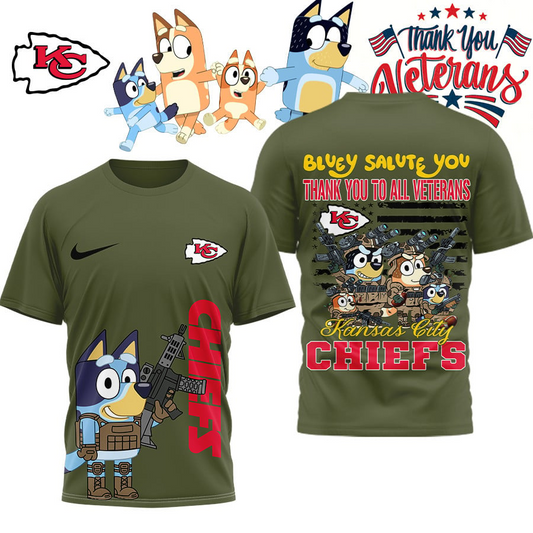 Premium NFL KC Bluey Salute Veterans T-shirt V2 NMD TTV
