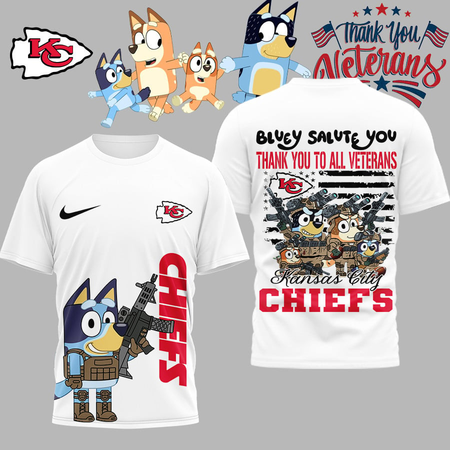 Premium NFL KC Bluey Salute Veterans T-shirt V2 NMD TTV