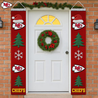 Premium NFL KC Christmas Merry Christmas Porch Sign V1 NMD NHM