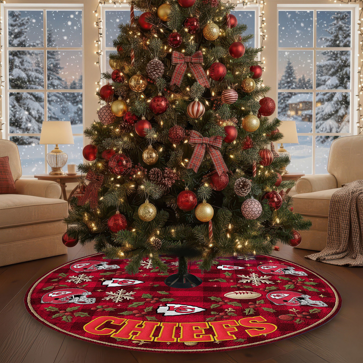 Premium NFL KC Christmas Tree Skirt V1 NMD TTV