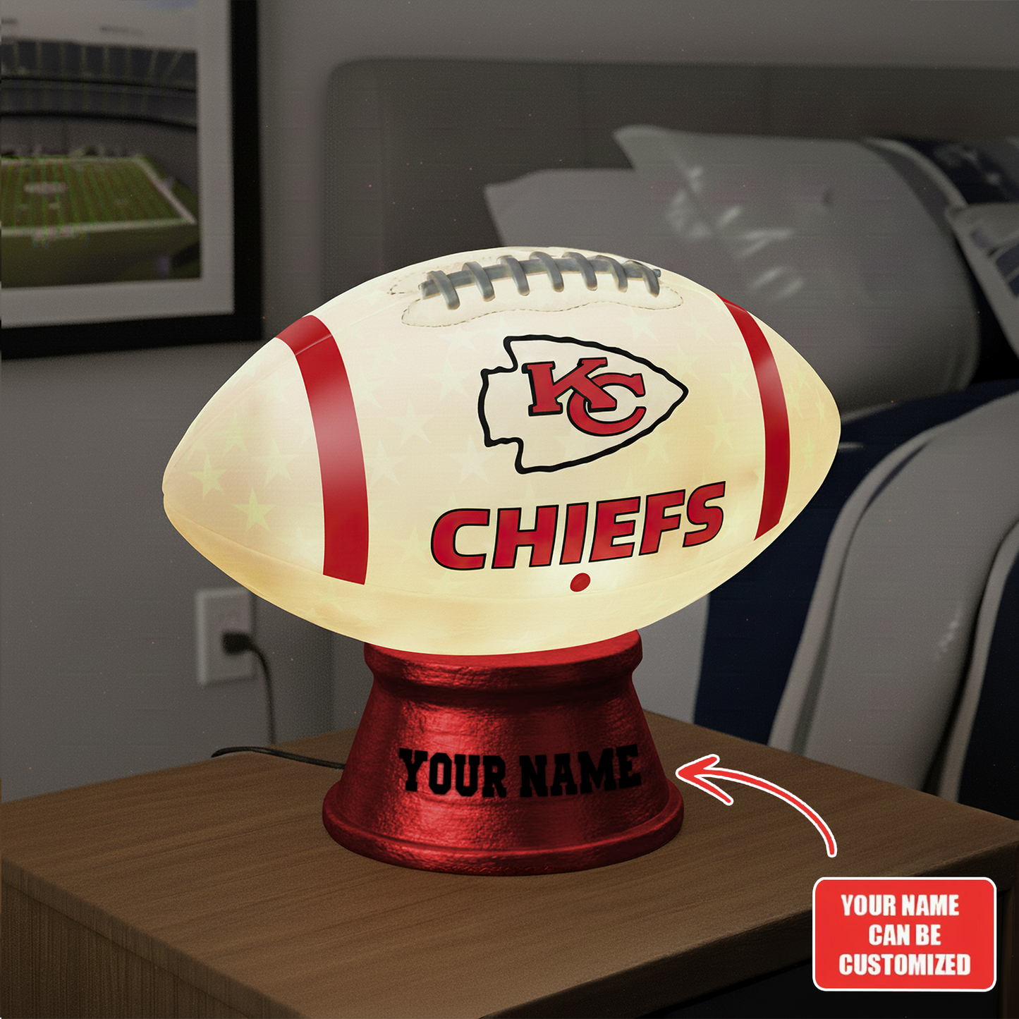 Premium NFL KC Football Night Light Custom Name V2 NMD TTV