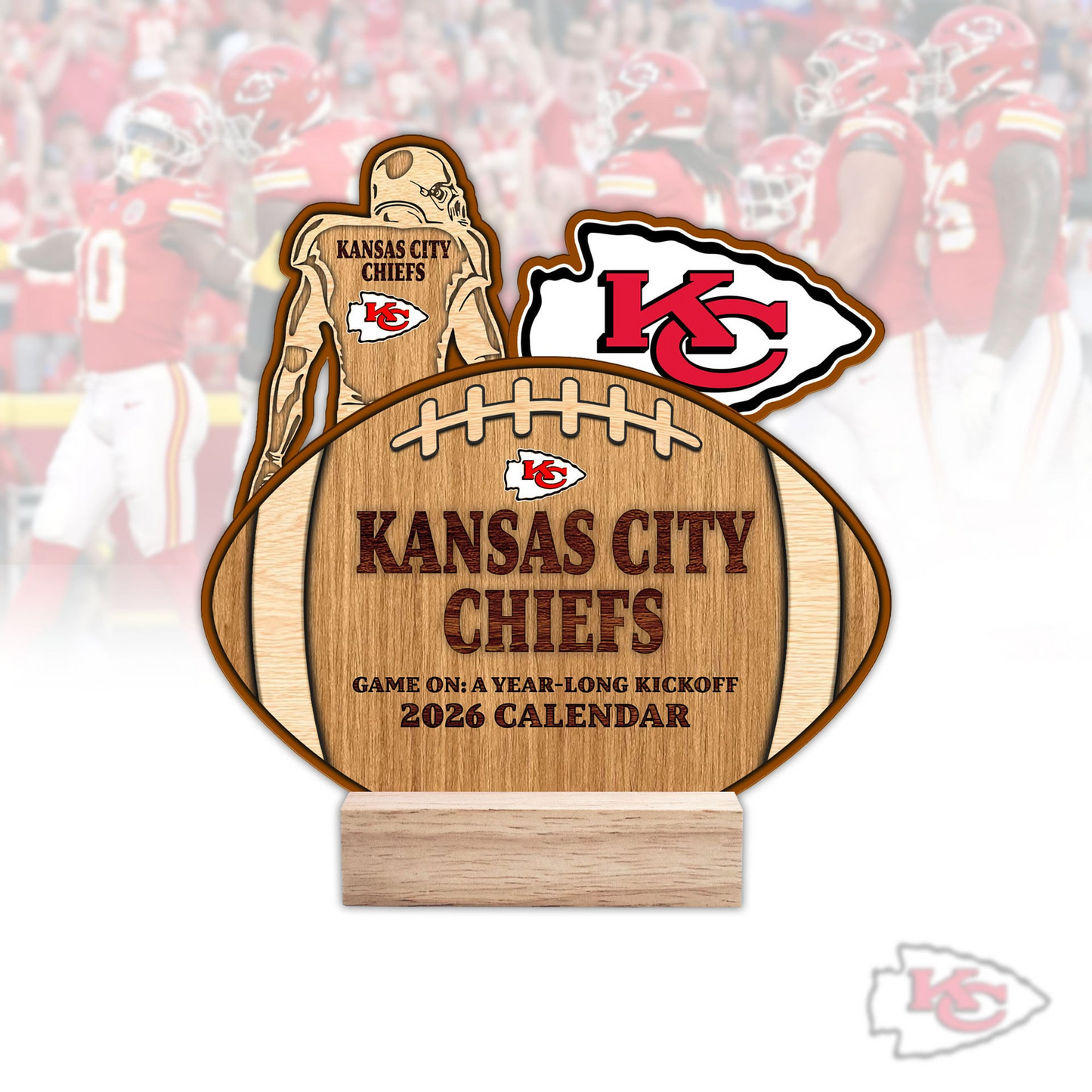 Premium NFL KC Football Shaped 2026 Calendar V1 NMD TTV