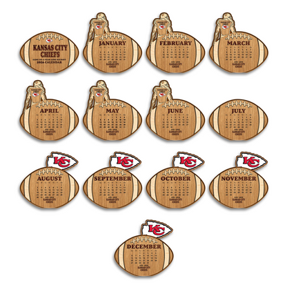 Premium NFL KC Football Shaped 2026 Calendar V1 NMD TTV