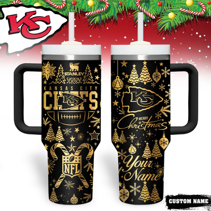 Premium NFL KC Holiday Gold Tumbler V1 NMD TTV