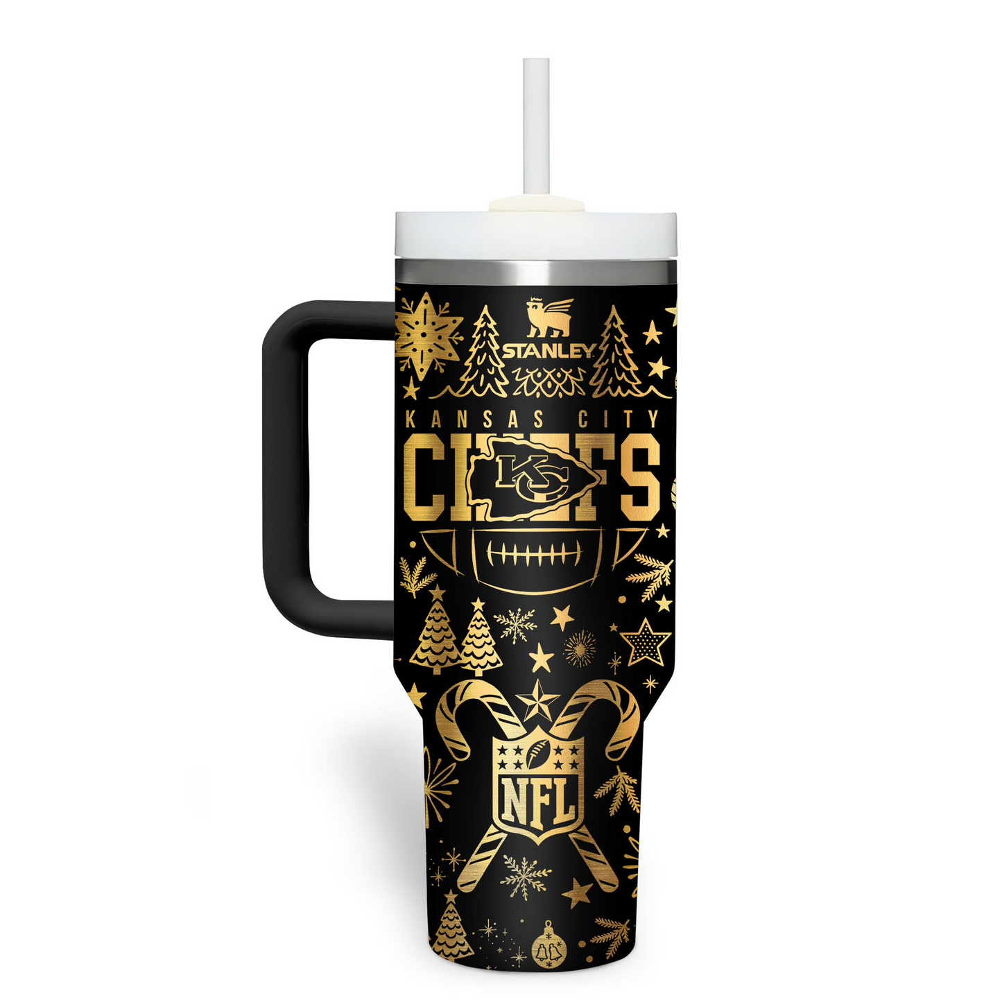 Premium NFL KC Holiday Gold Tumbler V1 NMD TTV