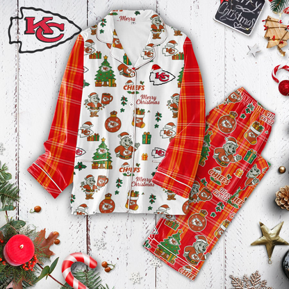 Premium NFL KC Plaid Button Pajamas Set V1 NMD 291025 TTV