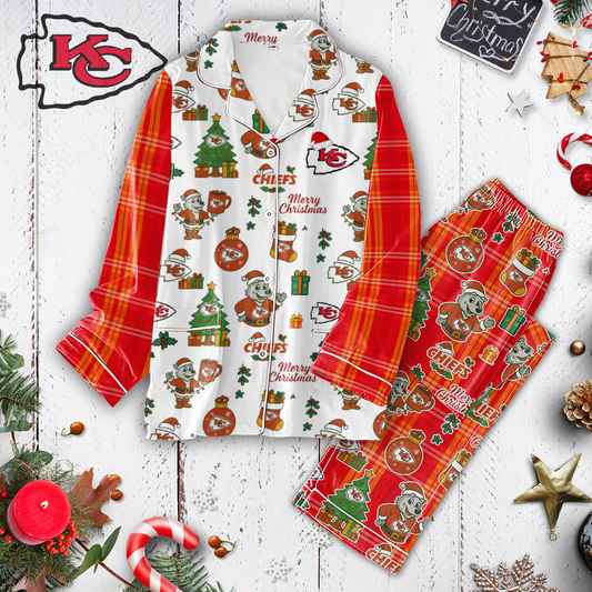 Premium NFL KC Plaid Button Pajamas Set V1 NMD 291025 TTV