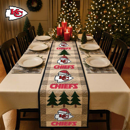 Premium NFL KC Quilted Christmas Table Runner V1 NMD NHM