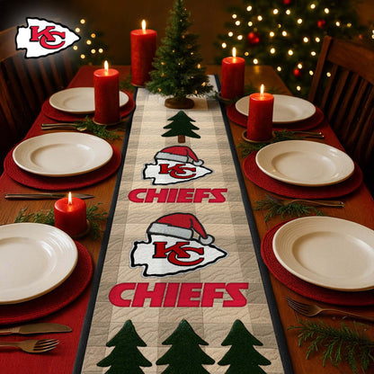 Premium NFL KC Quilted Christmas Table Runner V1 NMD NHM