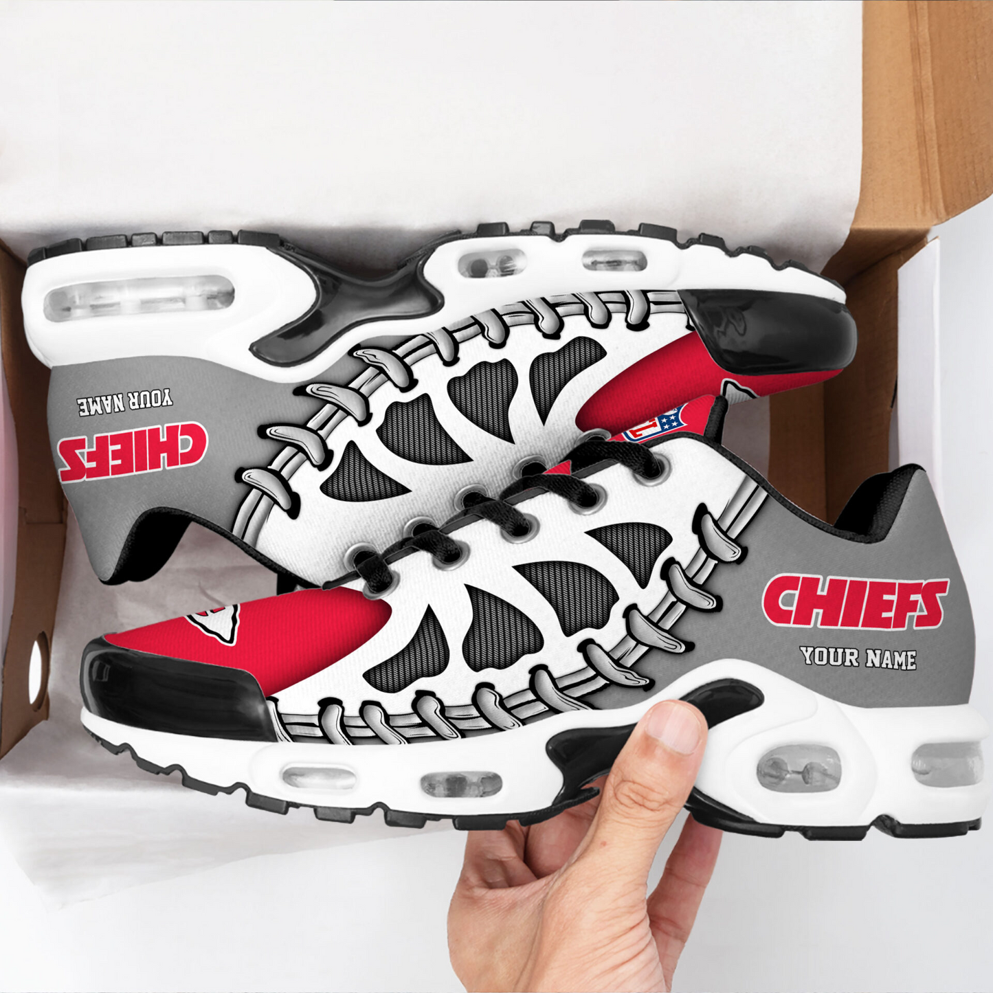 Premium NFL KC Spine Rush Air Max Sneaker V4 NMD  TTV