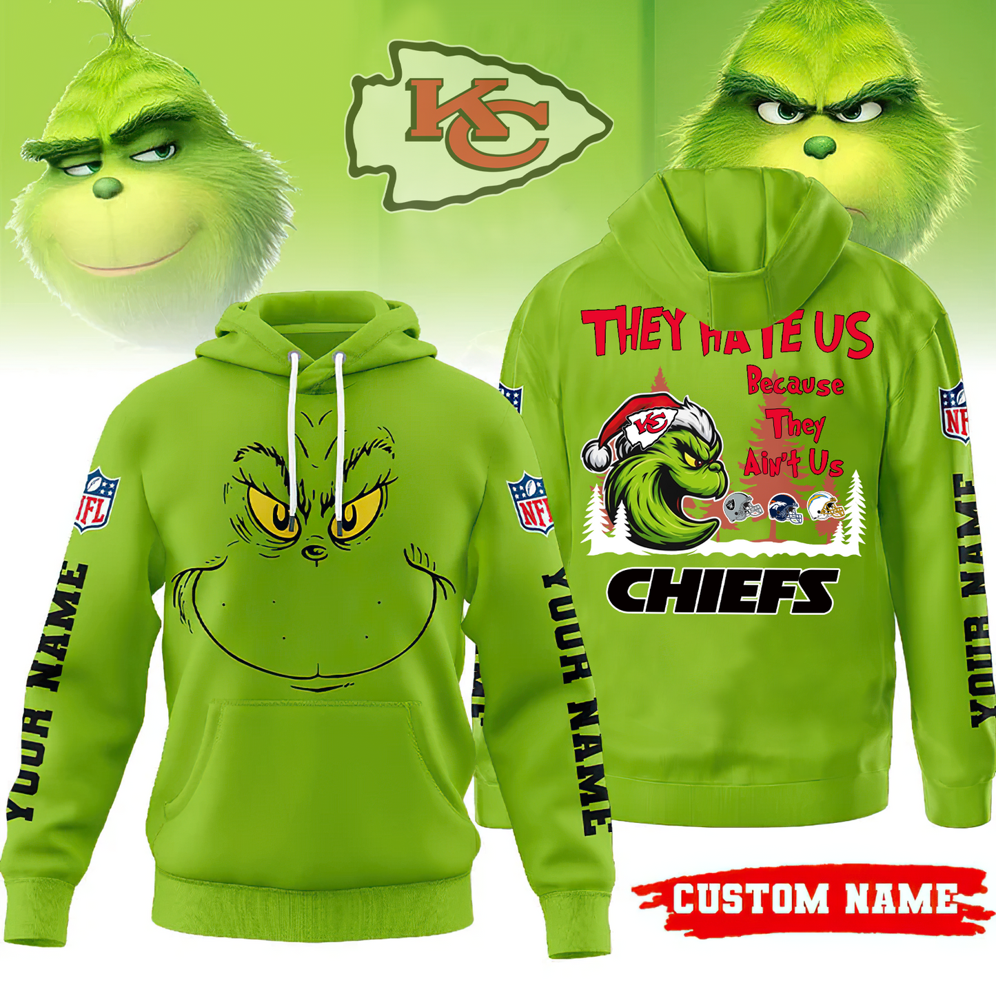 Premium NFL KC x The Grinch Hoodie V2 NMD TTV