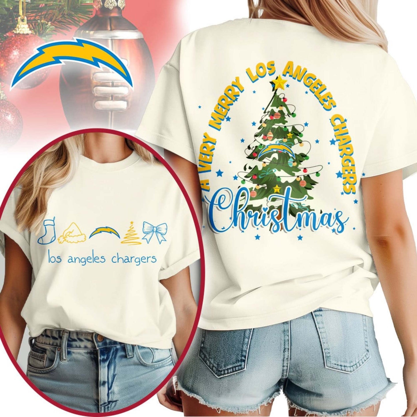 Premium NFL LAC Merry Christmas T-shirt V1 NMD NHM