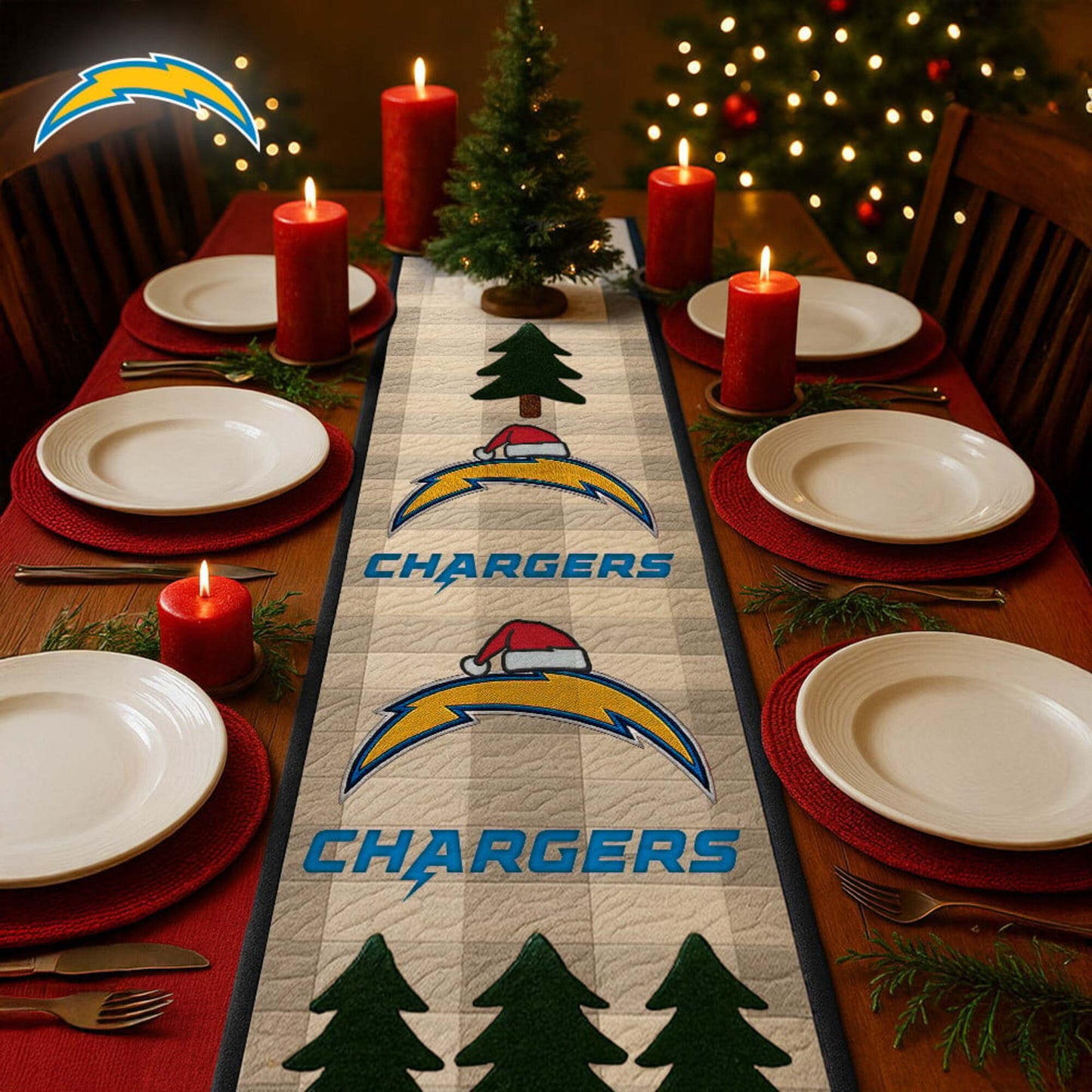 Premium NFL LAC Quilted Christmas Table Runner V1 NMD NHM